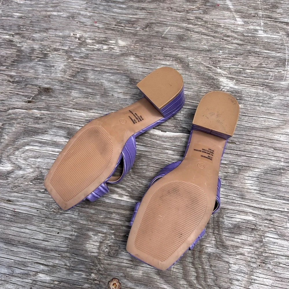 Steve Madden Women Gaia Block Heel Slide Sandals Size 6.5 Violet‎ Faux Leather